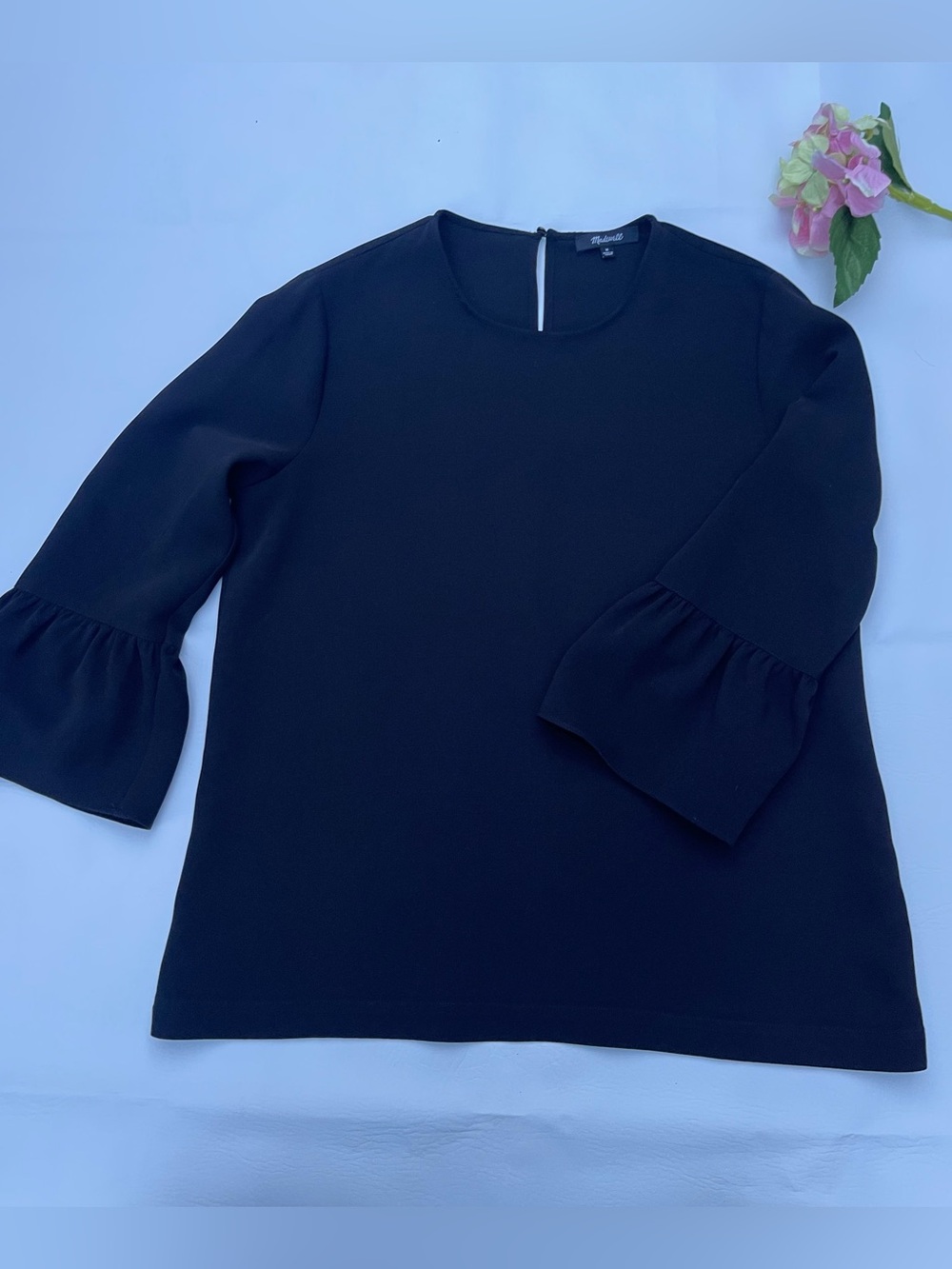 Madewell Black Bell-Sleeve Tunic Top size M women